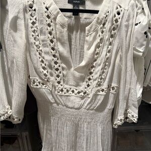Alfani White Crochet Detail Blouse
